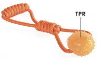 32cm Orange Tough Rope Toy & TPR Ball